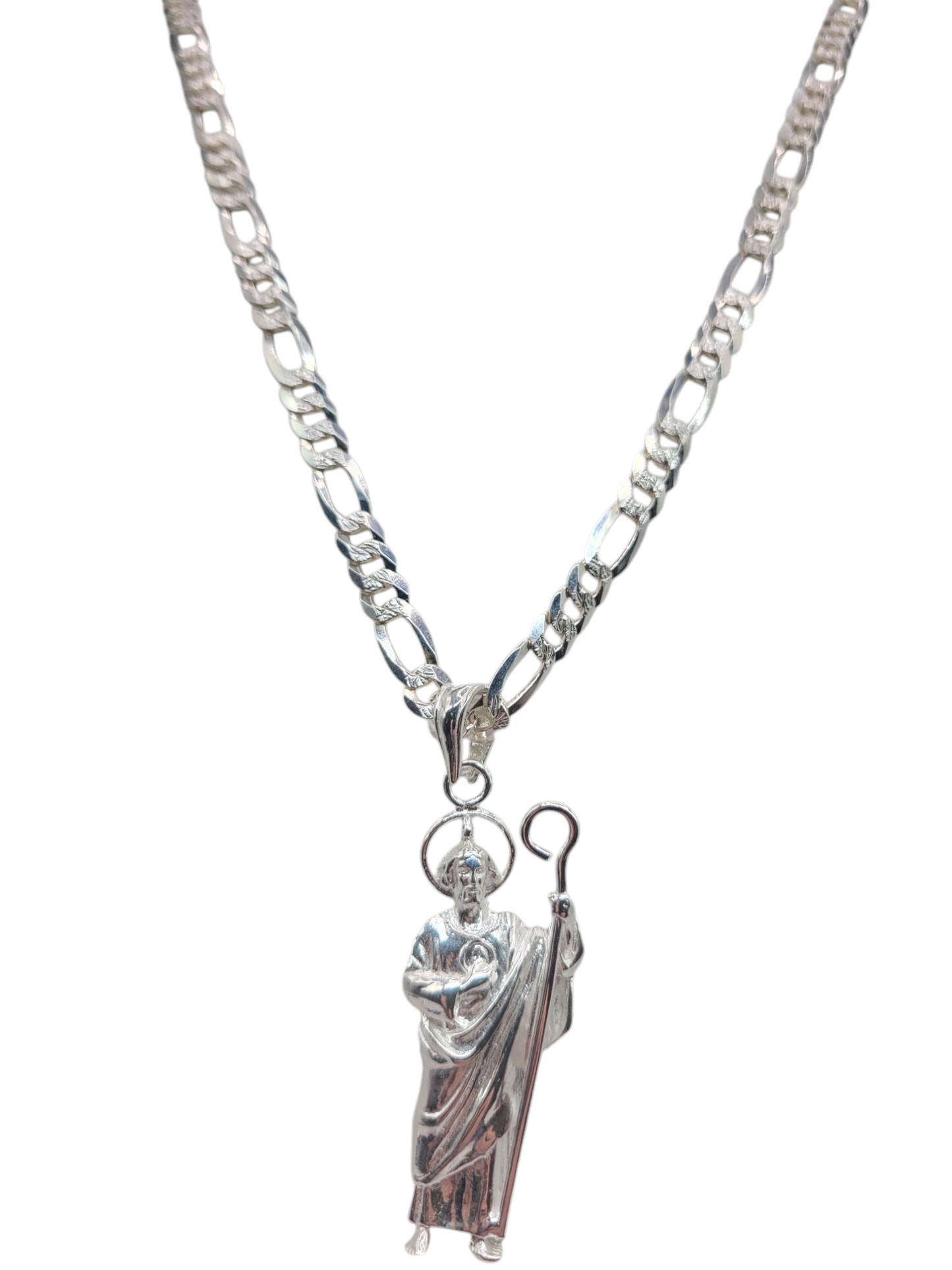 925 silver chain. Saint Jude pendant. 28in. 8mm