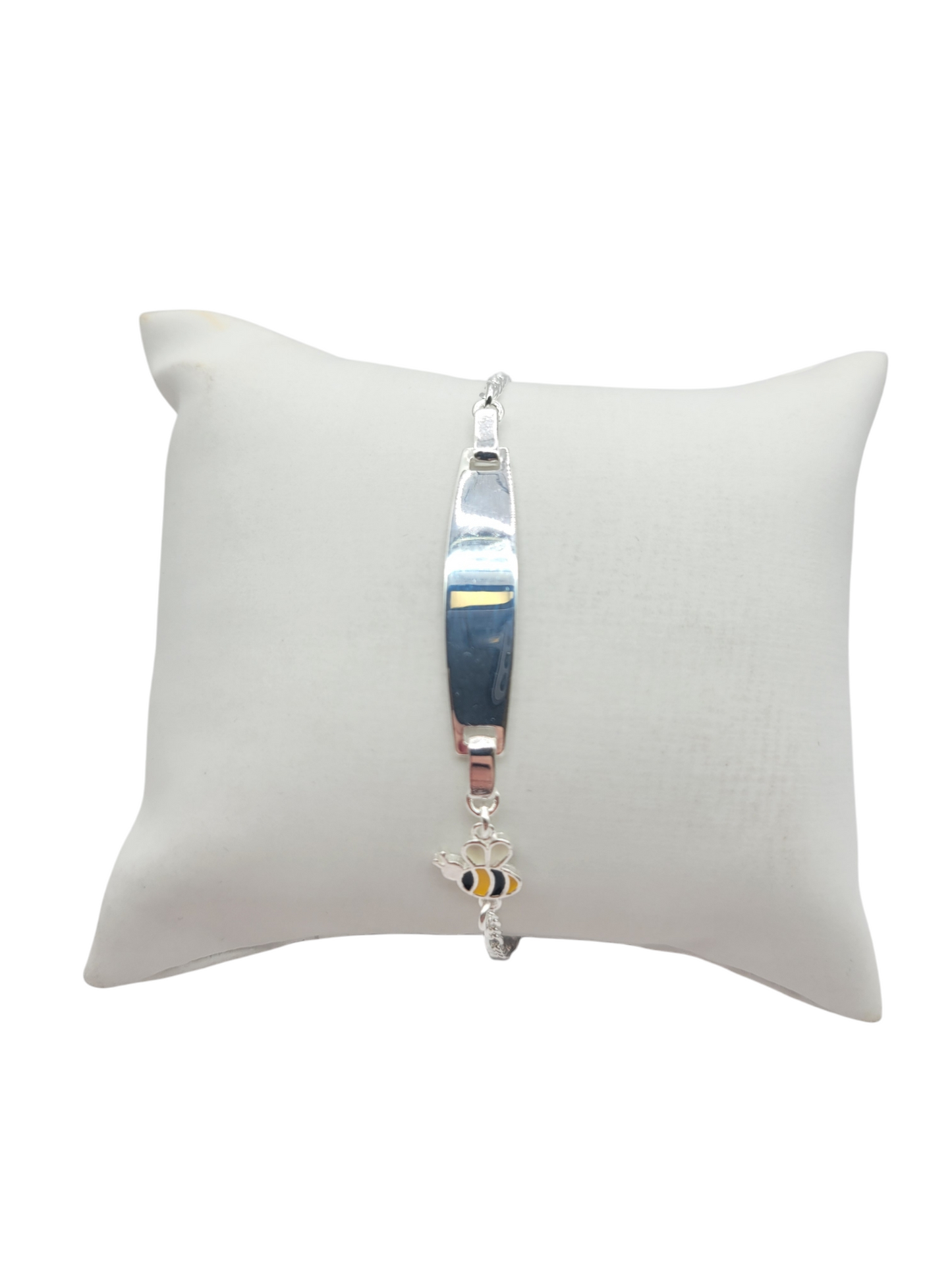 925 silver bracelet. Plate and bee. 6in. 3mm.