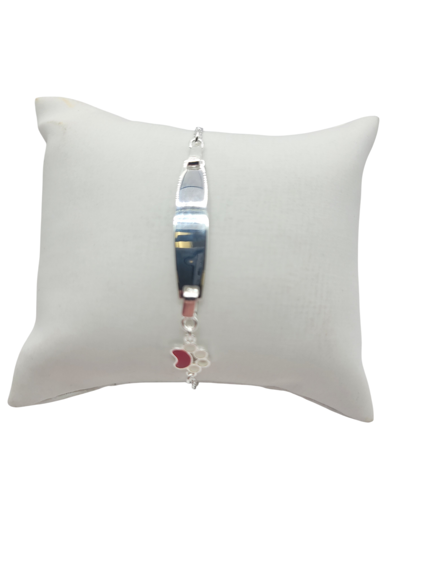 925 silver bracelet. Red plate and footprint. 6in. 3mm.