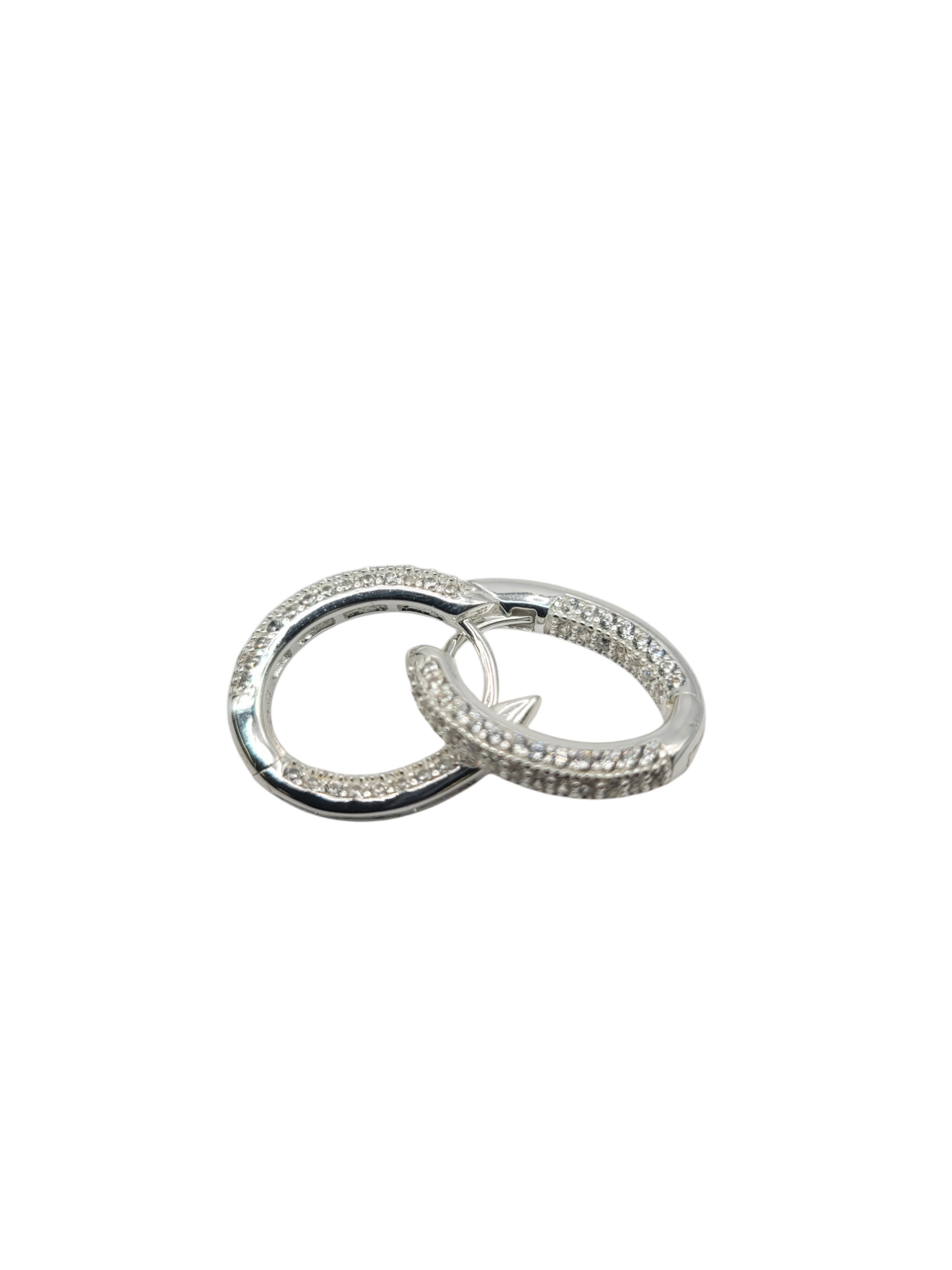 925 silver earrings. Oval design with CZ stone