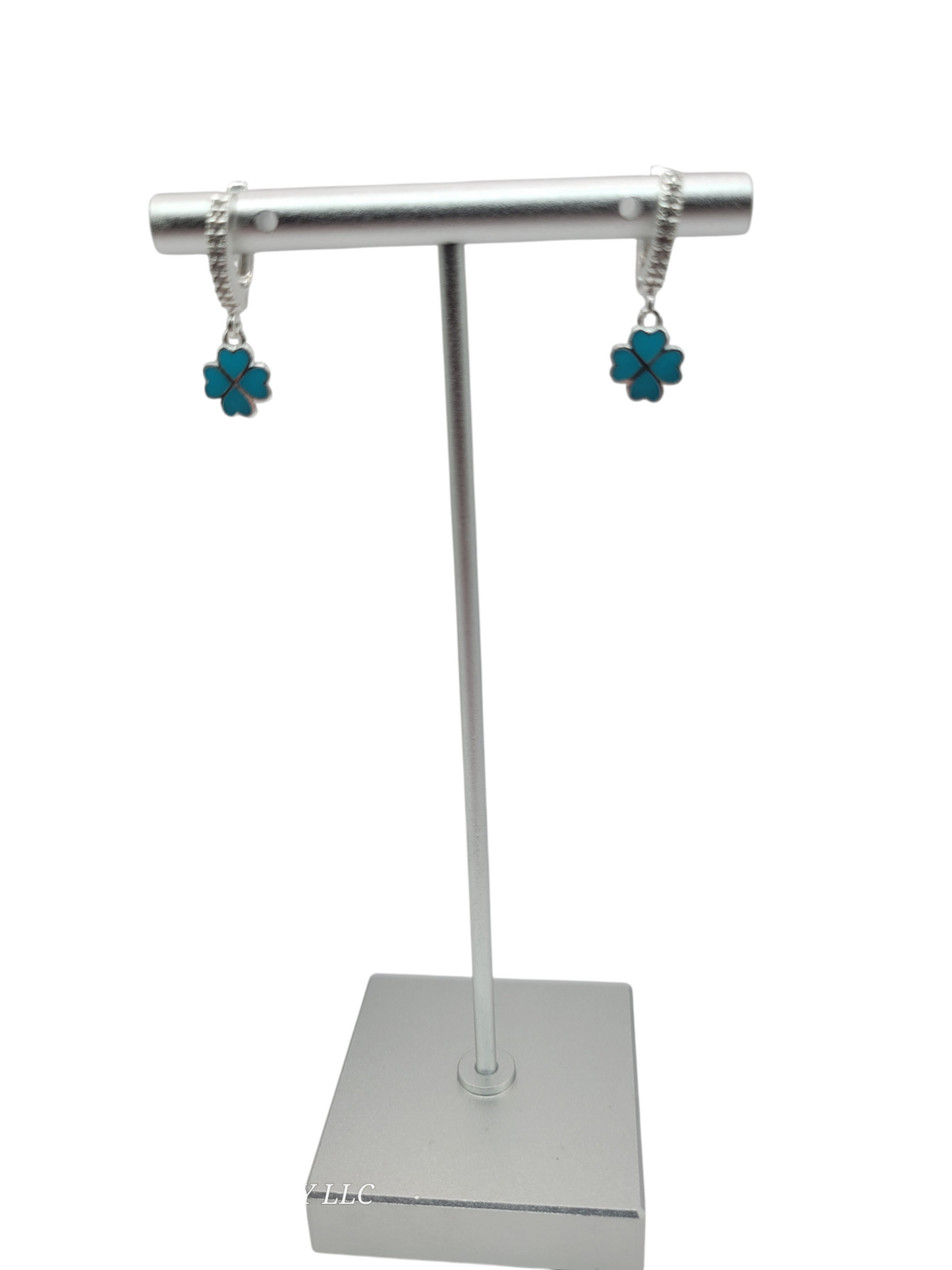 925 silver earrings. Sea blue clover