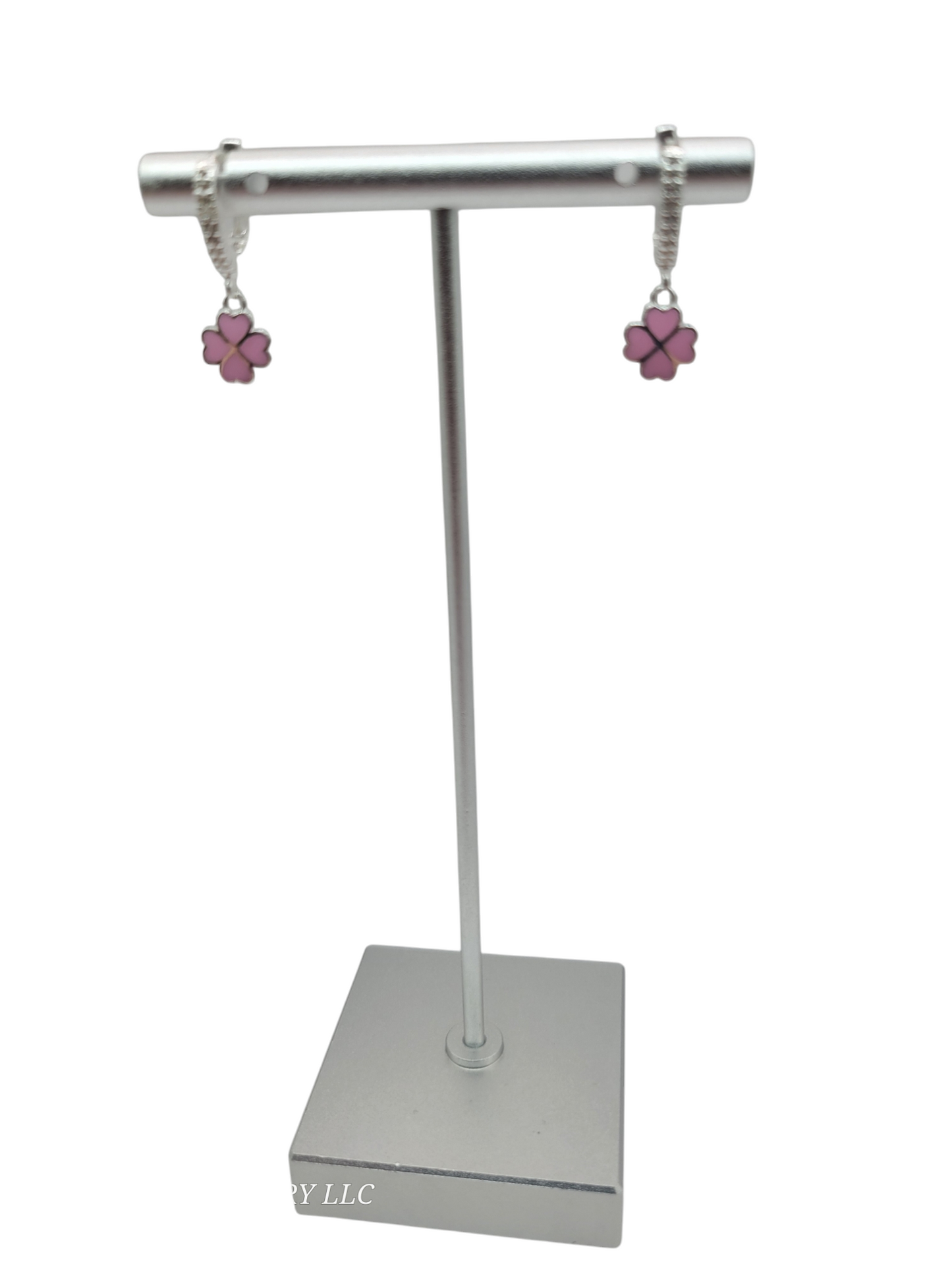 925 silver earrings. Pink clover