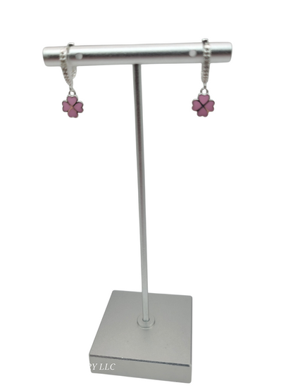 925 silver earrings. Pink clover