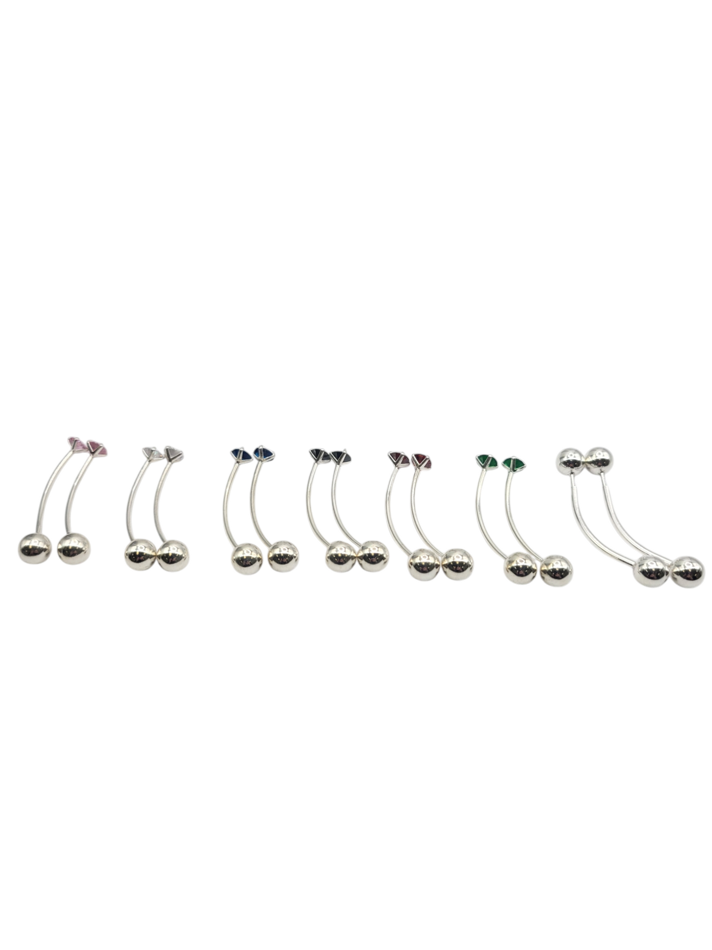 925 silver earrings. Piercing with colored CZ stone