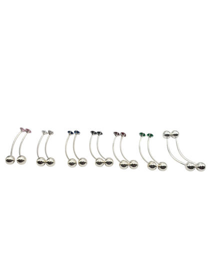 925 silver earrings. Piercing with colored CZ stone