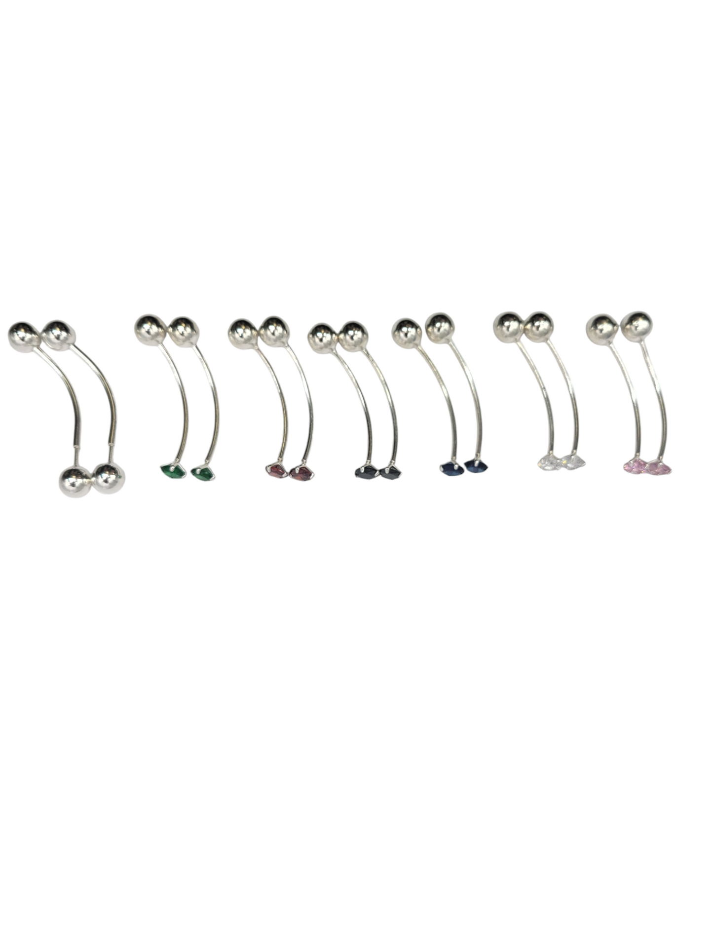 925 silver earrings. Piercing with colored CZ stone