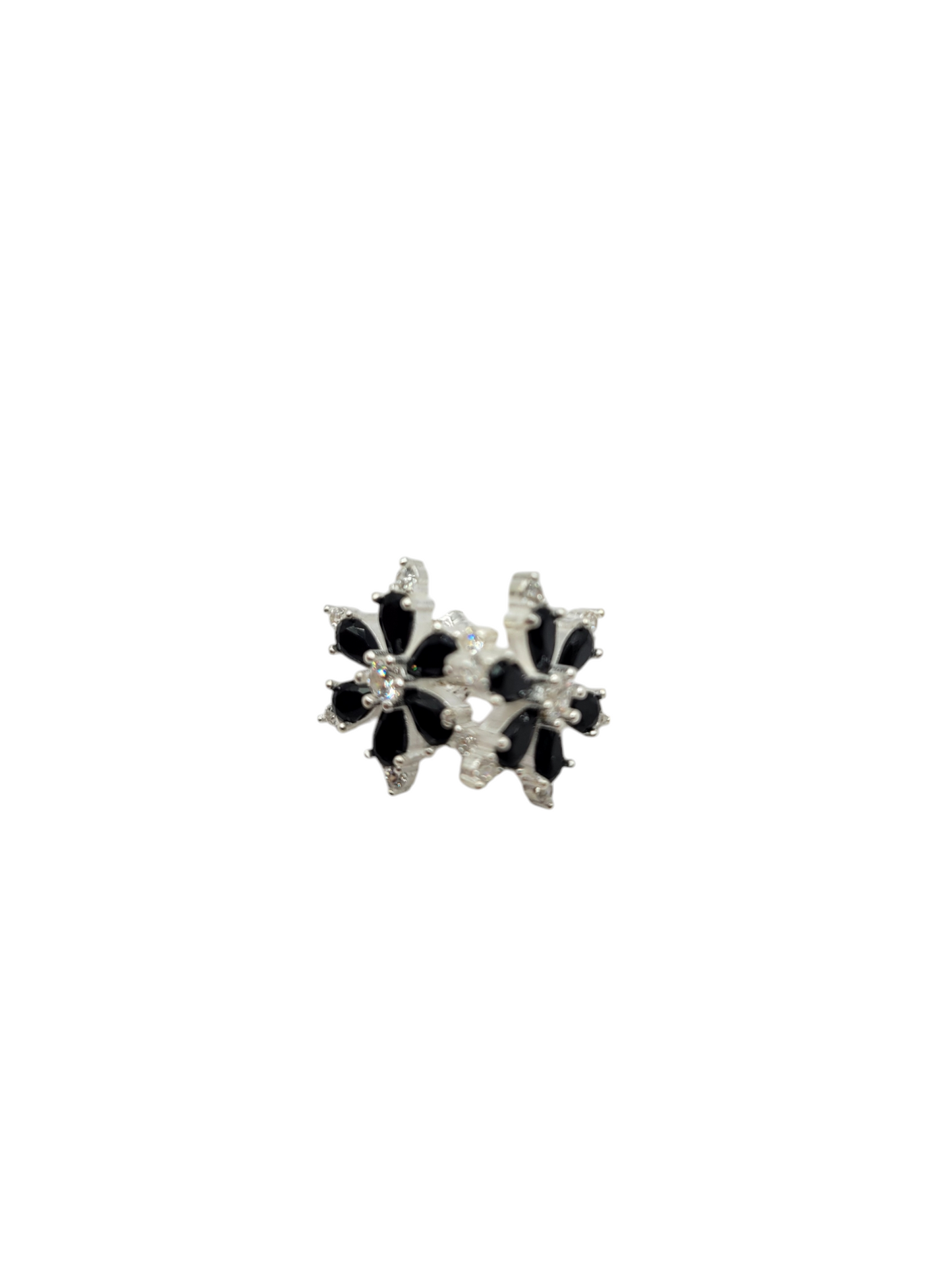 925 silver earrings. Black flower