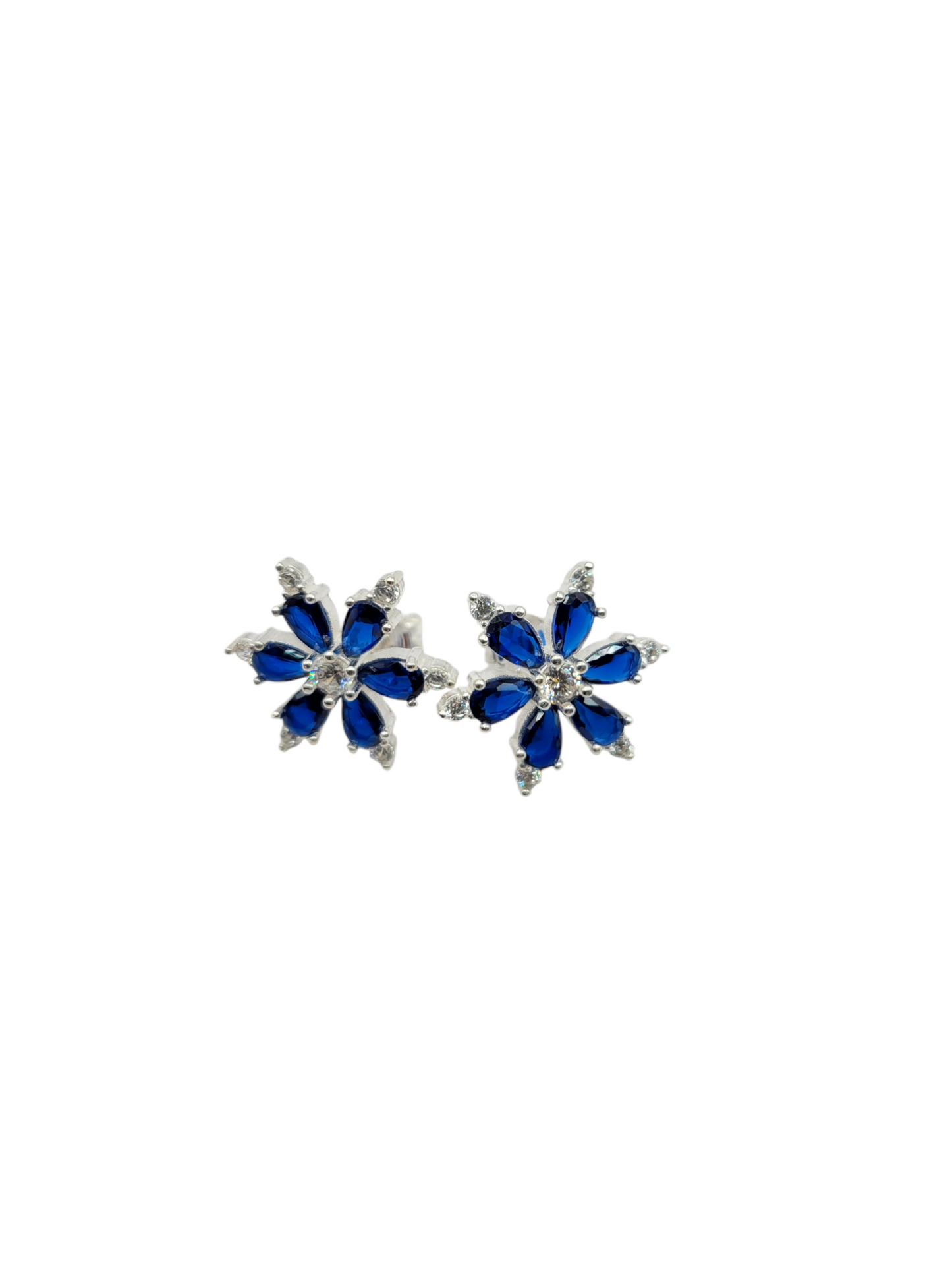 925 silver earrings. Blue flower