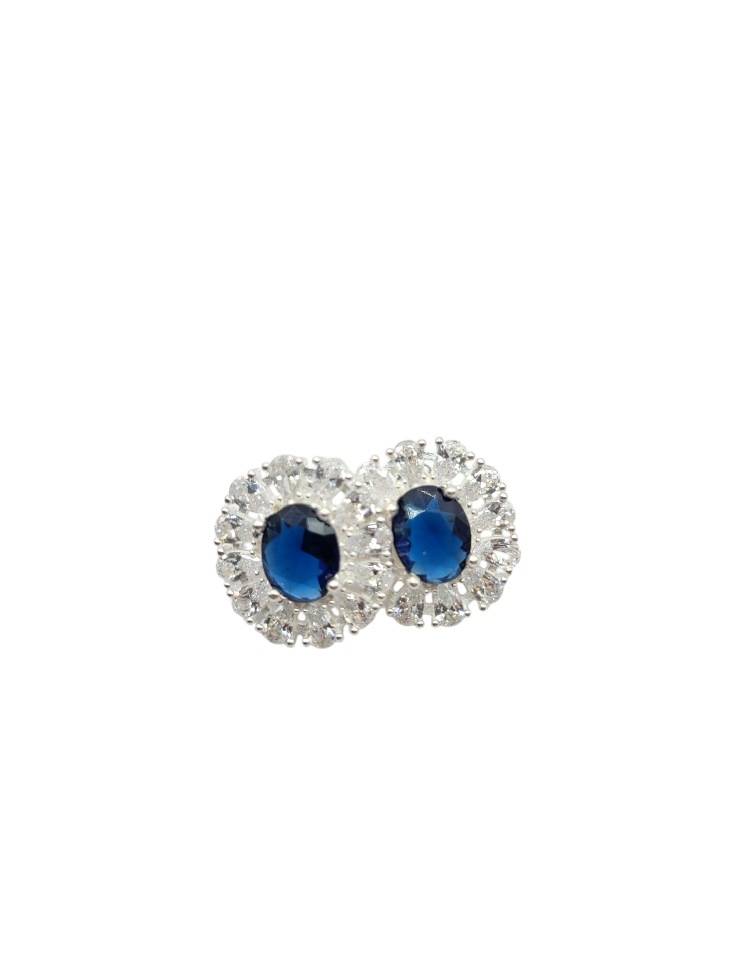 925 silver earrings. flower with blue stone