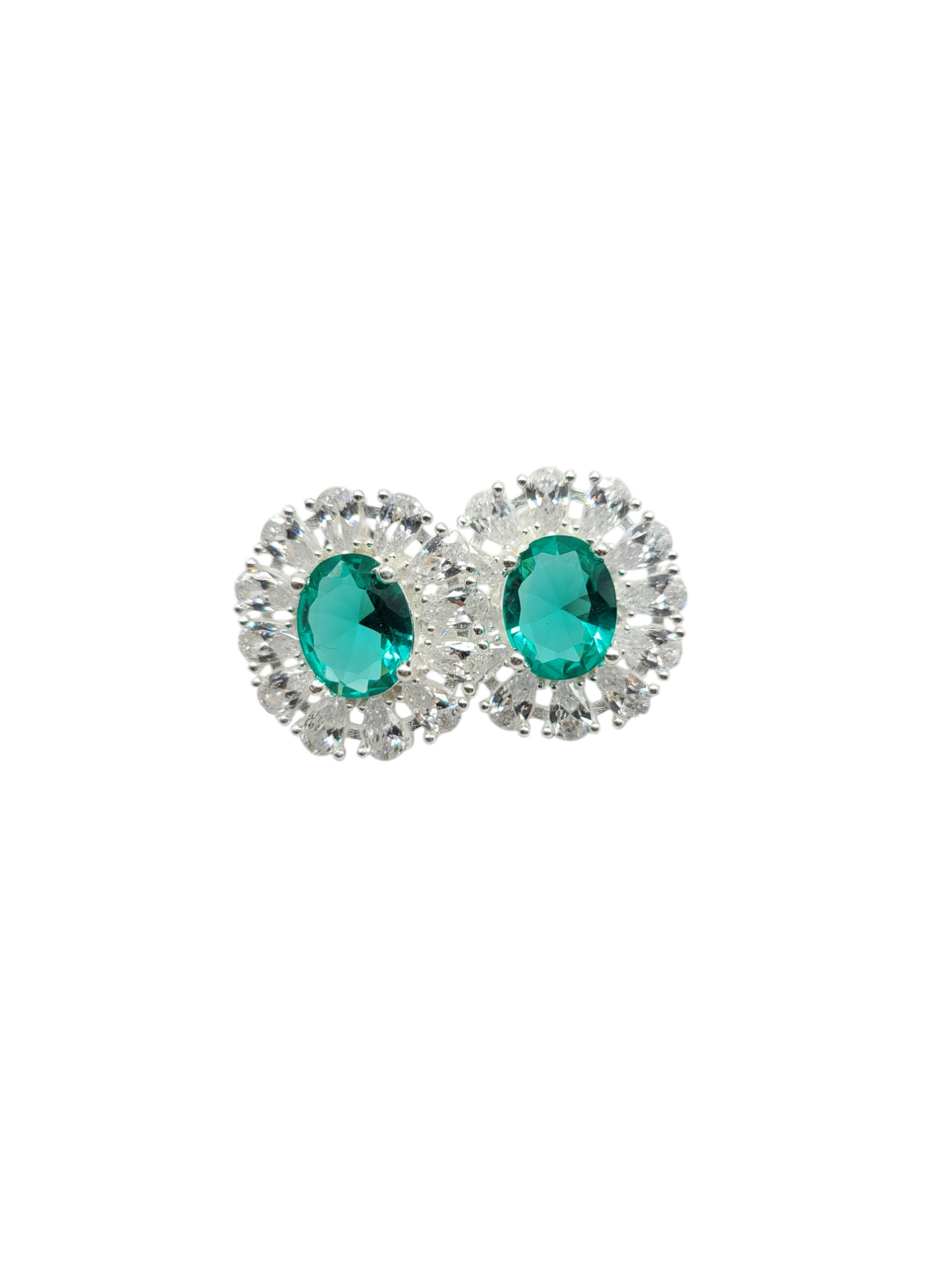 925 silver earrings. Green CZ stone