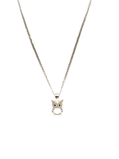 925 sterling silver chain. Owl pendant. 18in. 2mm.