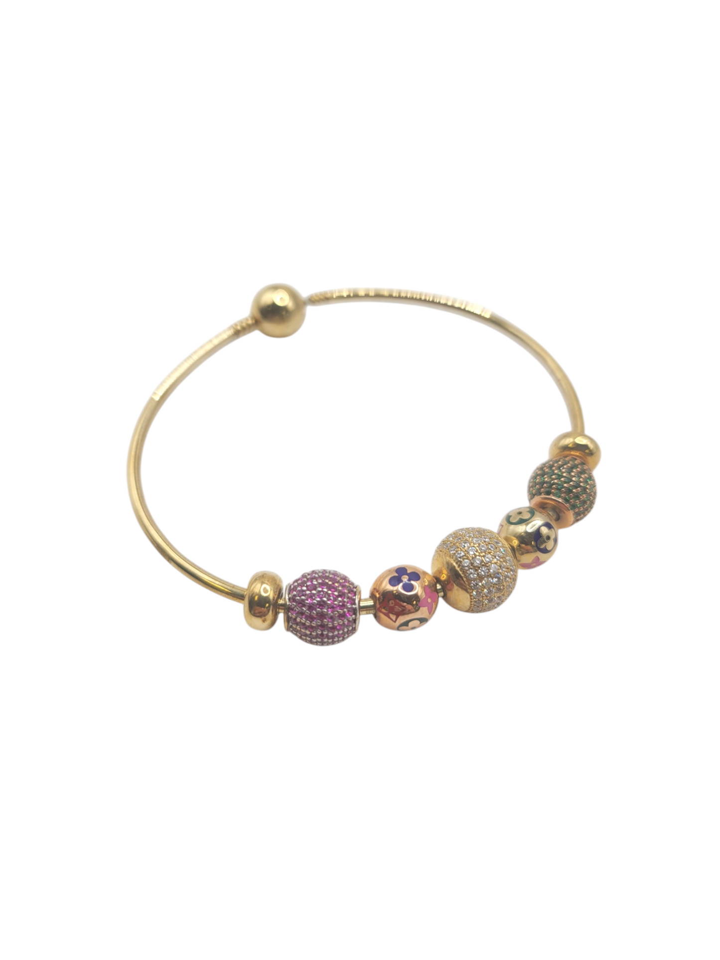 10K gold bracelet with round charms.