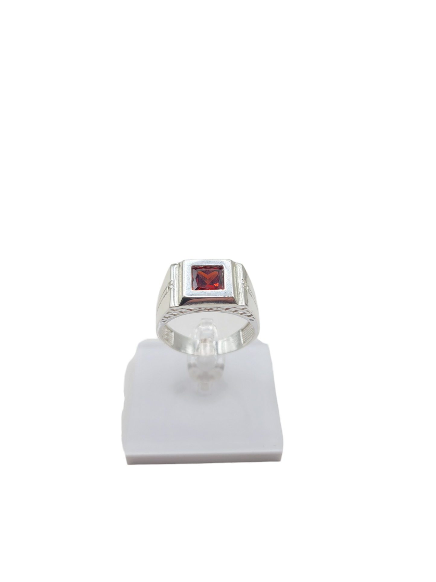 925 silver ring. Red CZ stone. Size 12