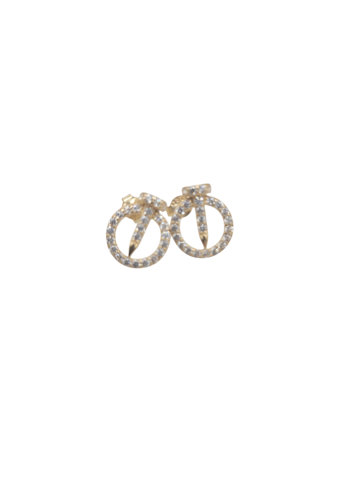 14K gold earrings. studs. CZ stone