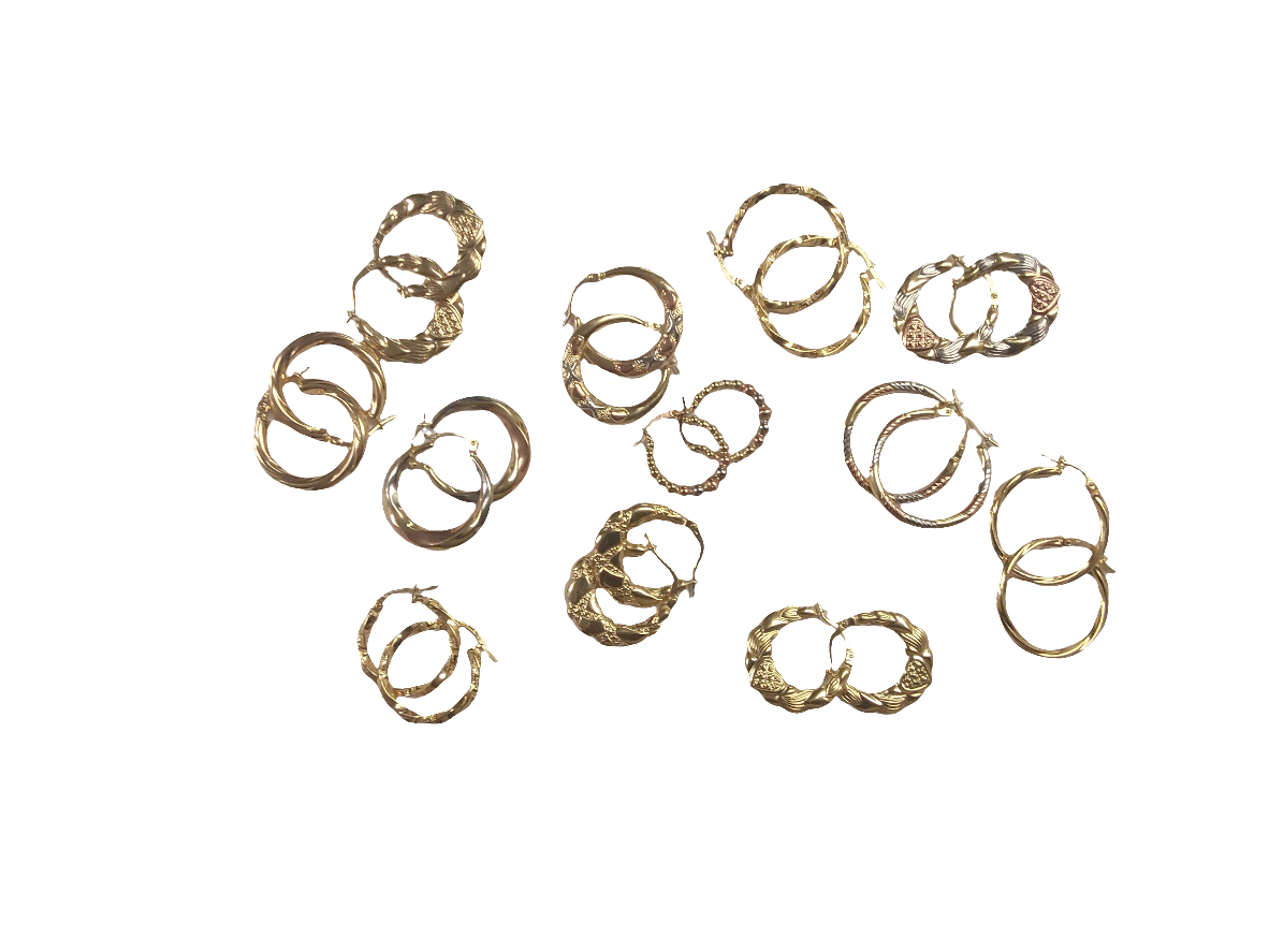 Varied large 10k gold earrings