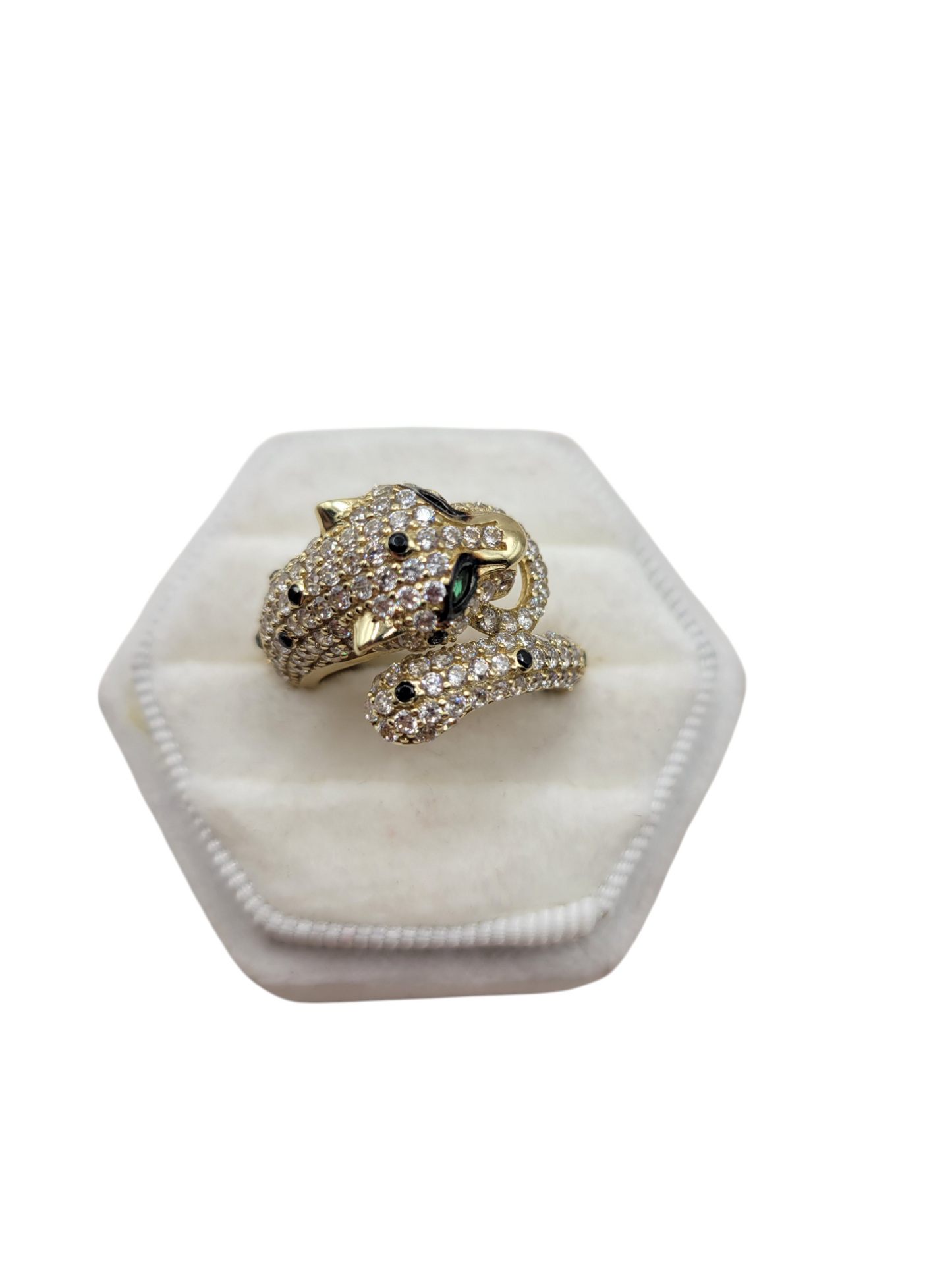 10K gold panther ring with CZ stone. Size 7.