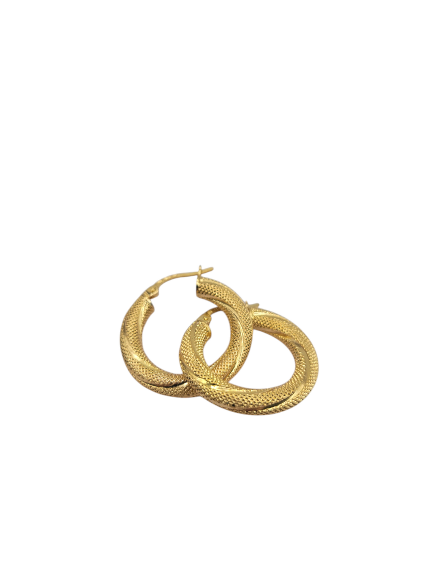 10K gold earrings. Medium thick snowy hoops. Size 2.