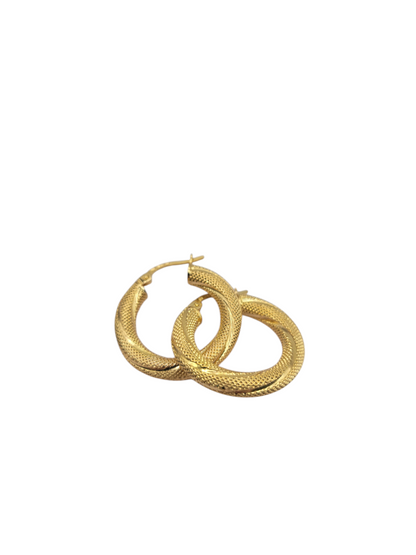 10K gold earrings. Medium thick snowy hoops. Size 2.
