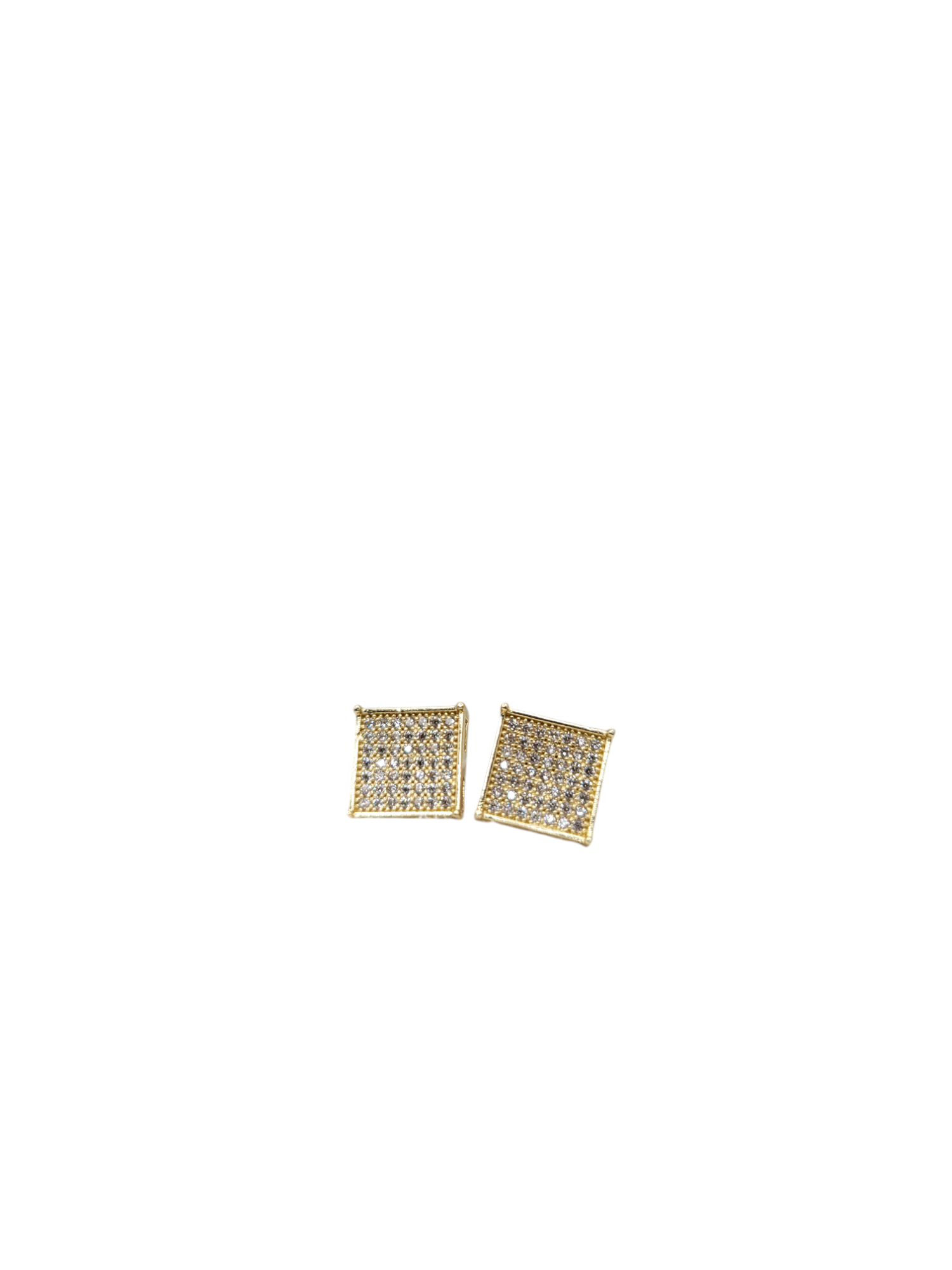 10K gold earrings. 2. square. CZ stone