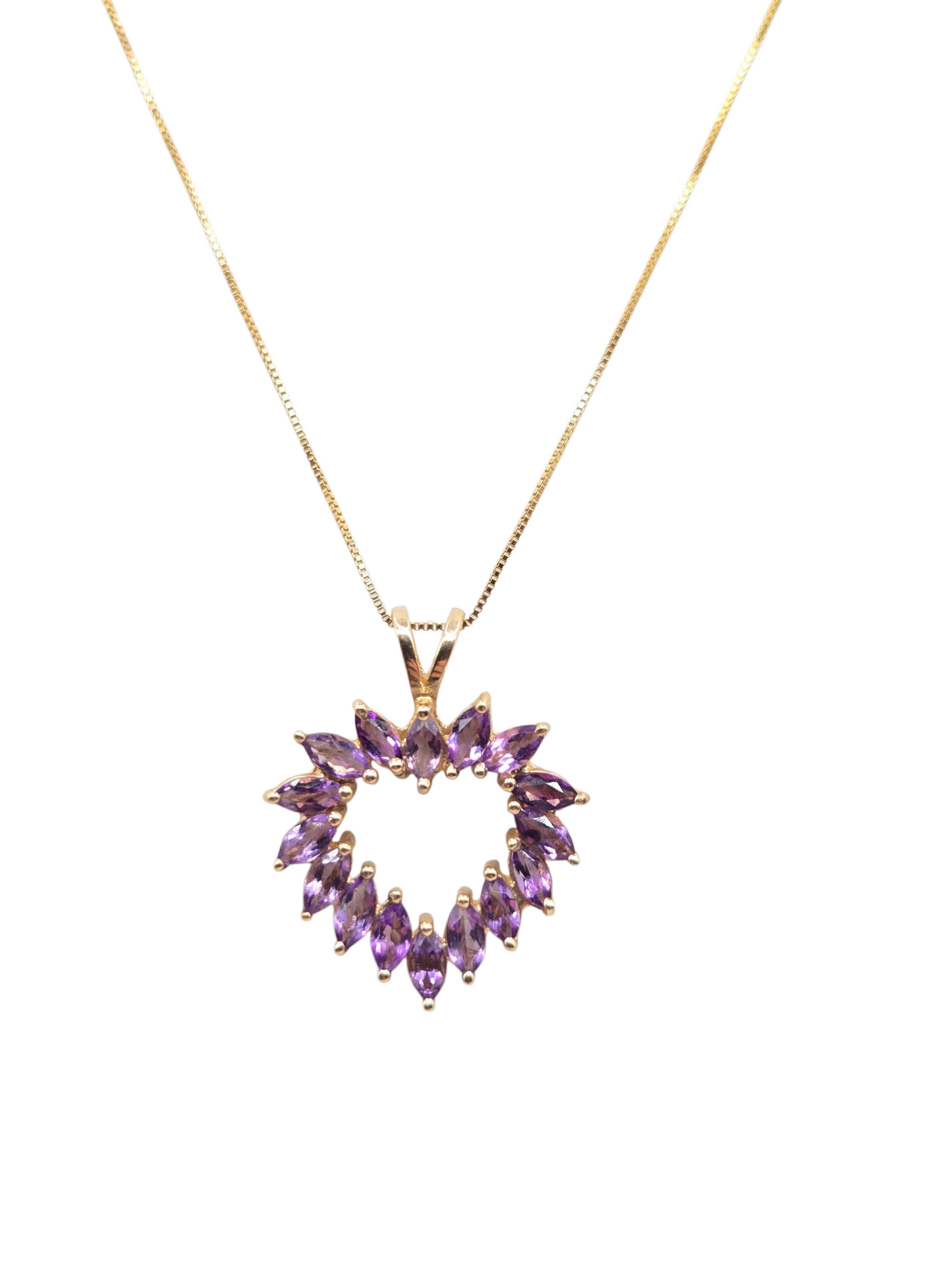 Gold chain 10K. I said purple heart. 18in. 1mm