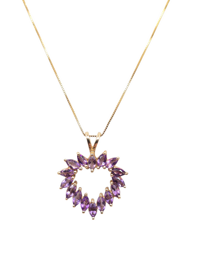 Gold chain 10K. I  purple heart pendant. 18in. 1mm