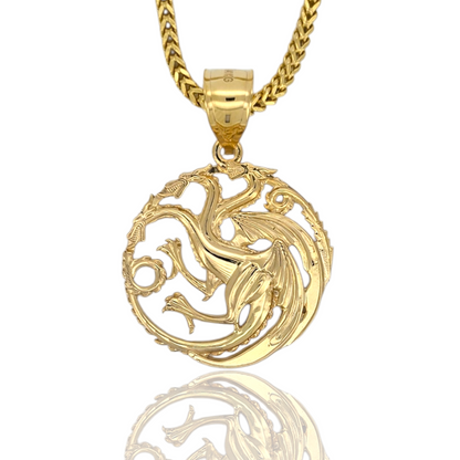 "Fire & Blood" Three-Headed Dragon Pendant - Solid Gold