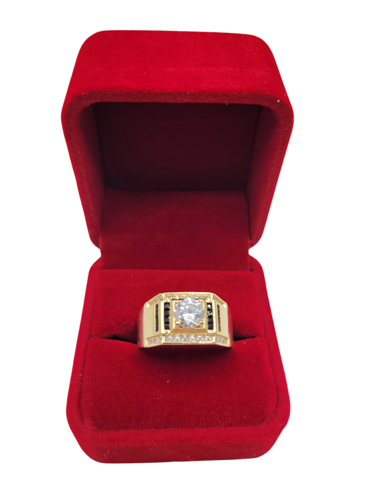 14K gold ring. black and white CZ stones. Size 10.5