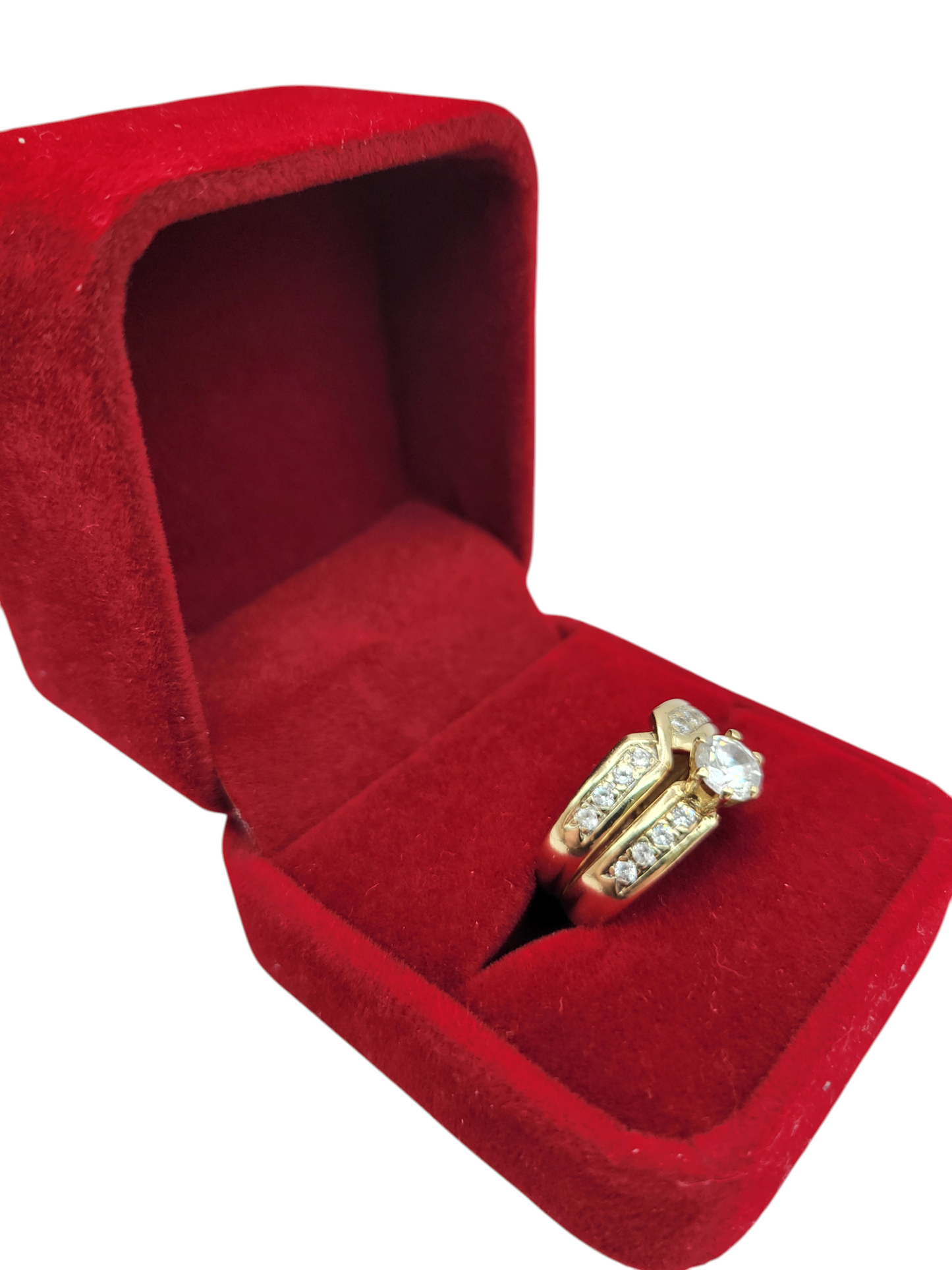 14K Gold Wedding Rings. Duo. CZ Stone. Size 8