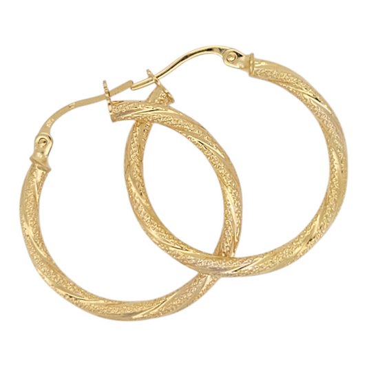 10K yellow gold hoops.