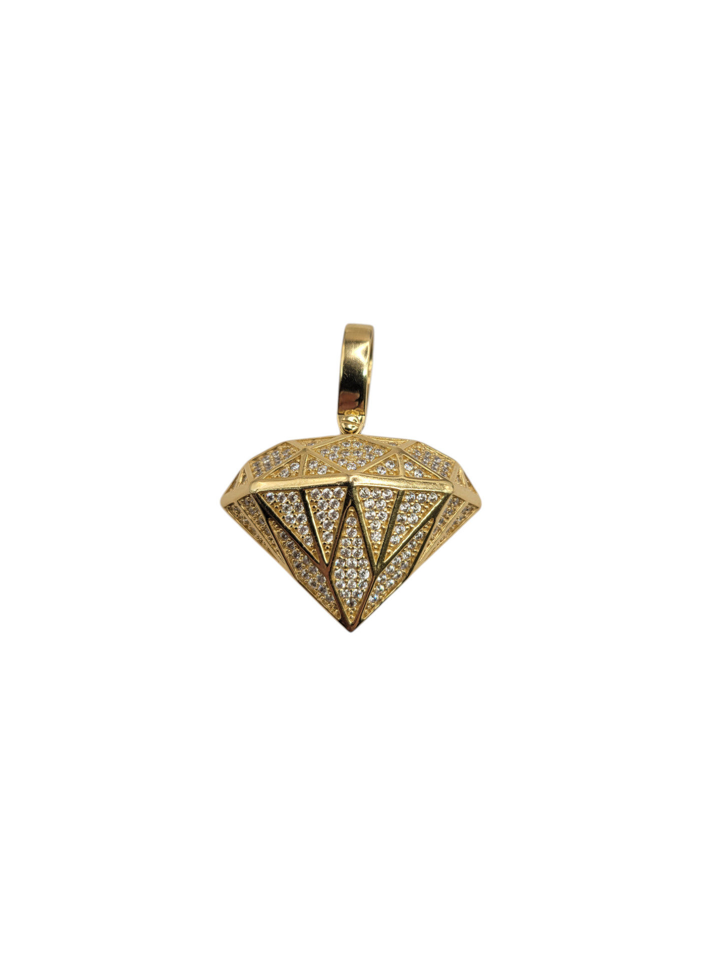 14K gold pendant. Large diamond with CZ stone.