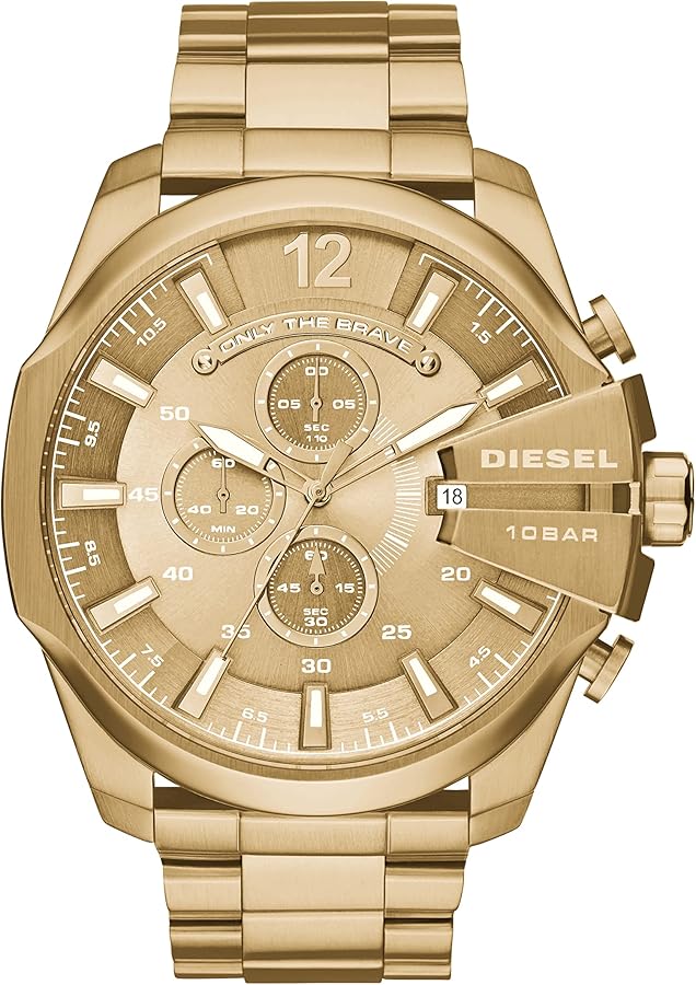 NEW GENUINE DIESEL MEGA CHEF DZ4360 YELLOW GOLD STAINLESS STEEL MENS WATCH