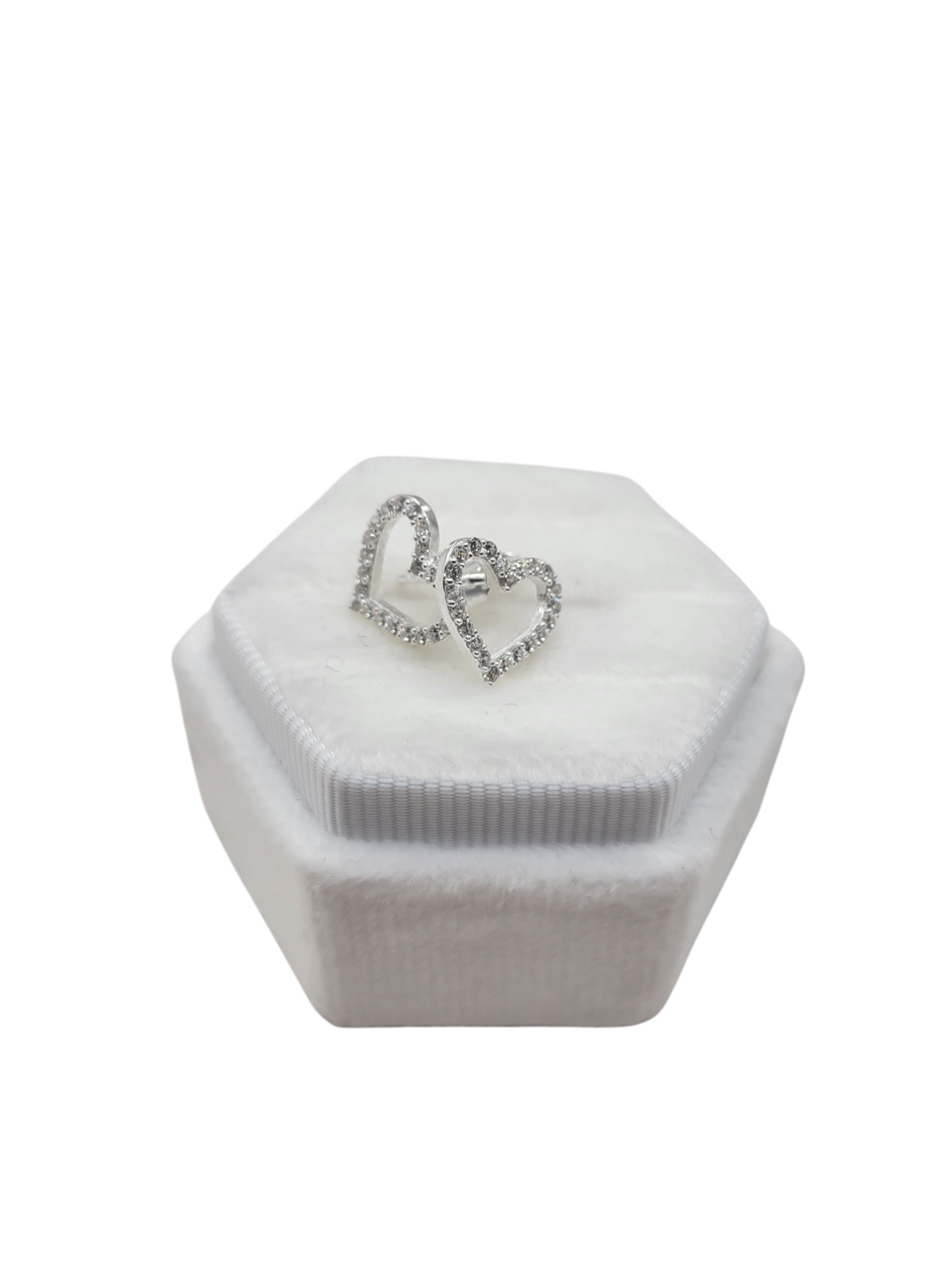 925 silver earrings. Hearts with CZ stones