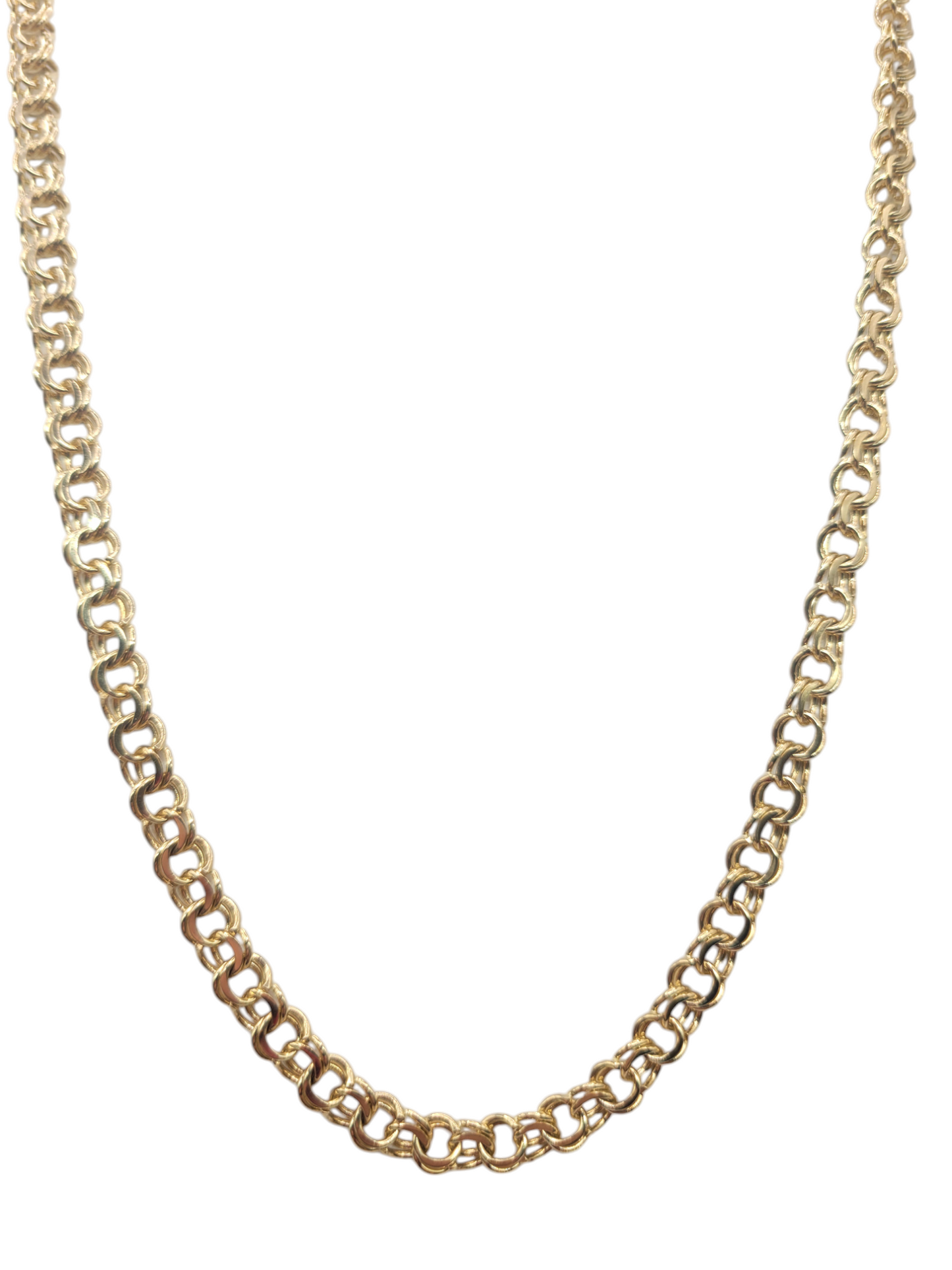10K gold chain. Chinoiserie weave. Box clasp. 24in . 6mm