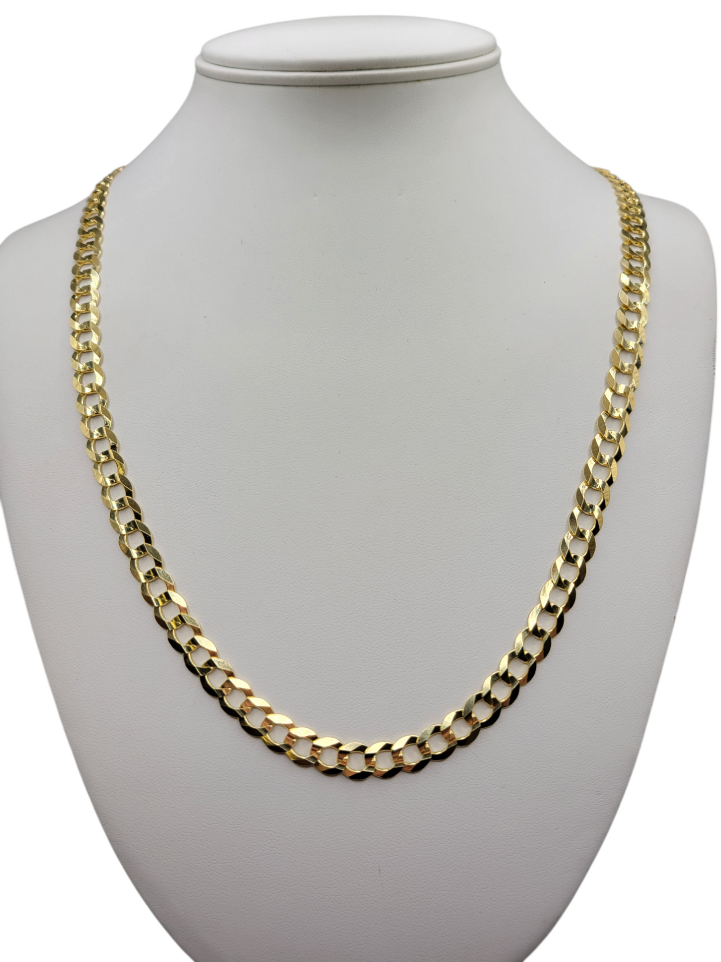 14K gold Cuban chain. Double edge. 24in. 7mm