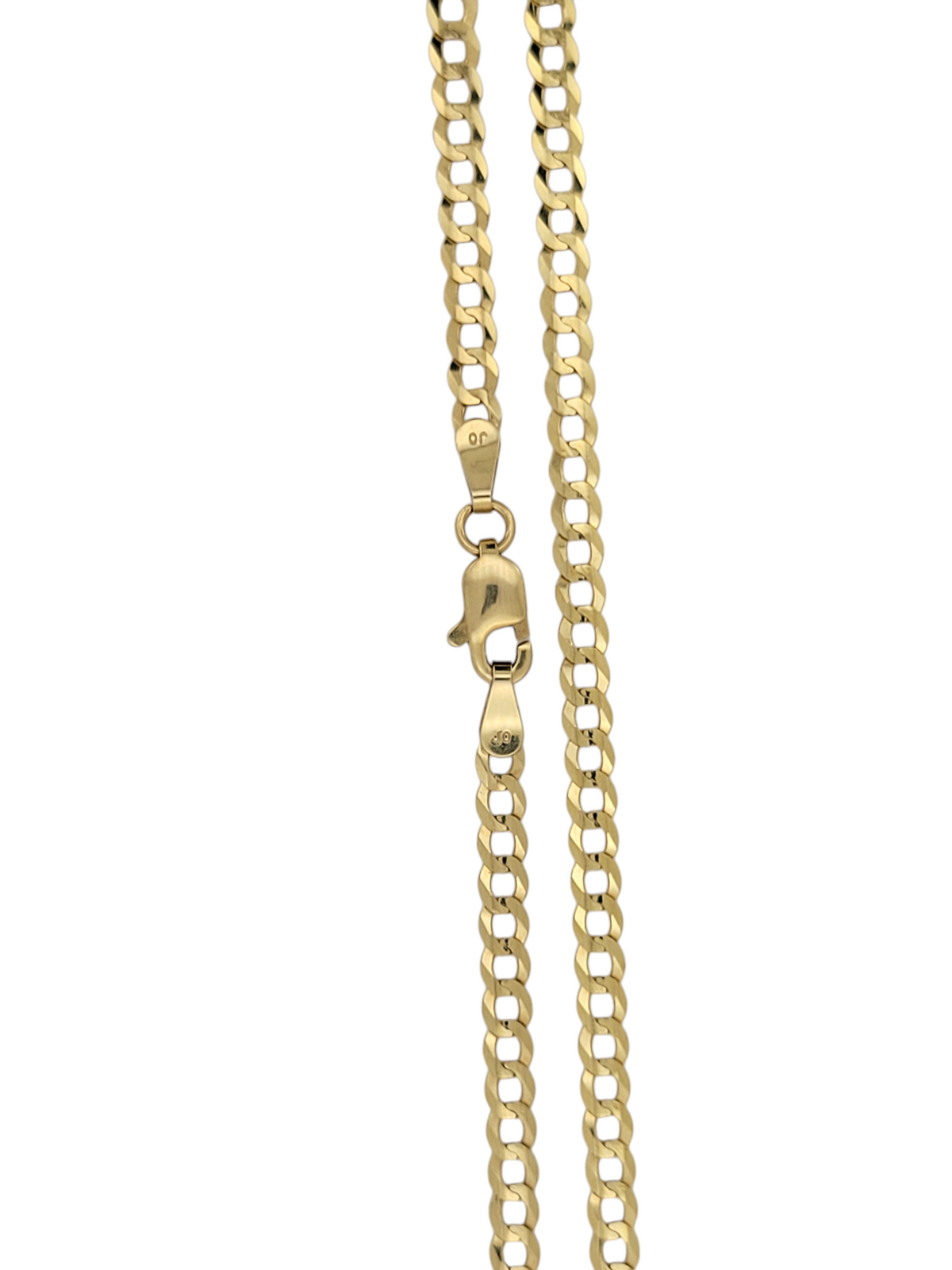 10K gold Cuban link chain. Brilliant cut style. 20in. 3.5mm
