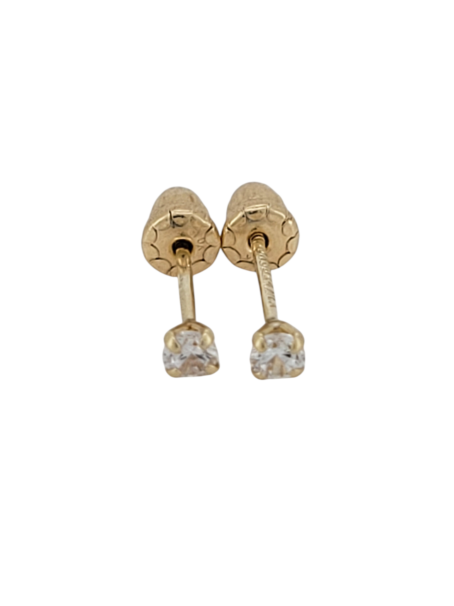 10K gold earrings. Diamonds. CZ stone