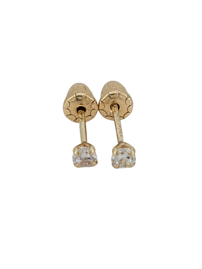 10K gold earrings. Diamonds. CZ stone