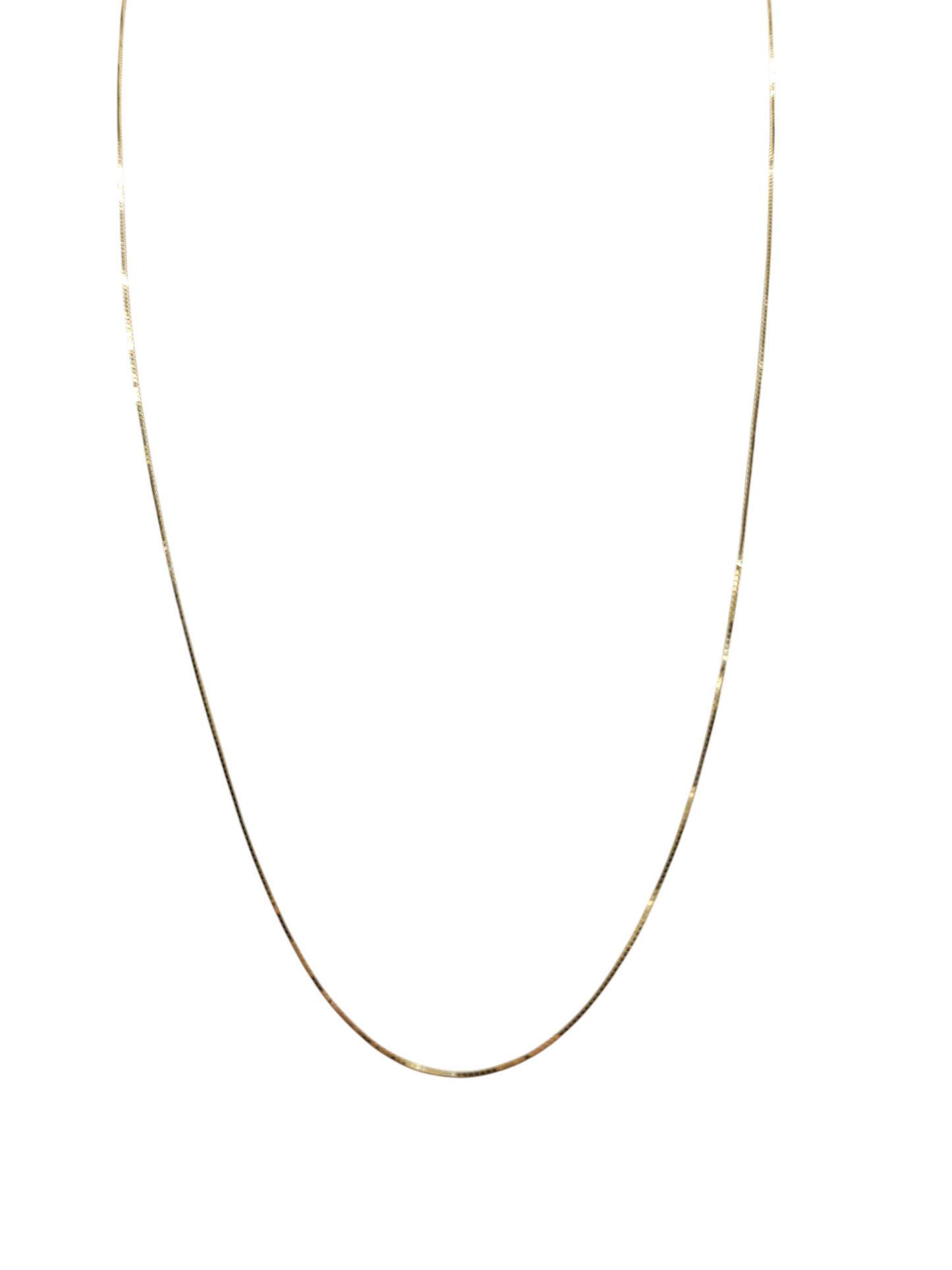 10K gold chain. plain . 18in. 0.7mm
