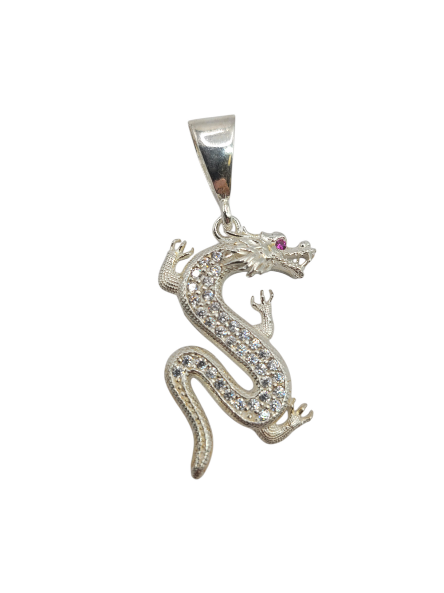 925 silver pendant. Chinese dragon. CZ stone.