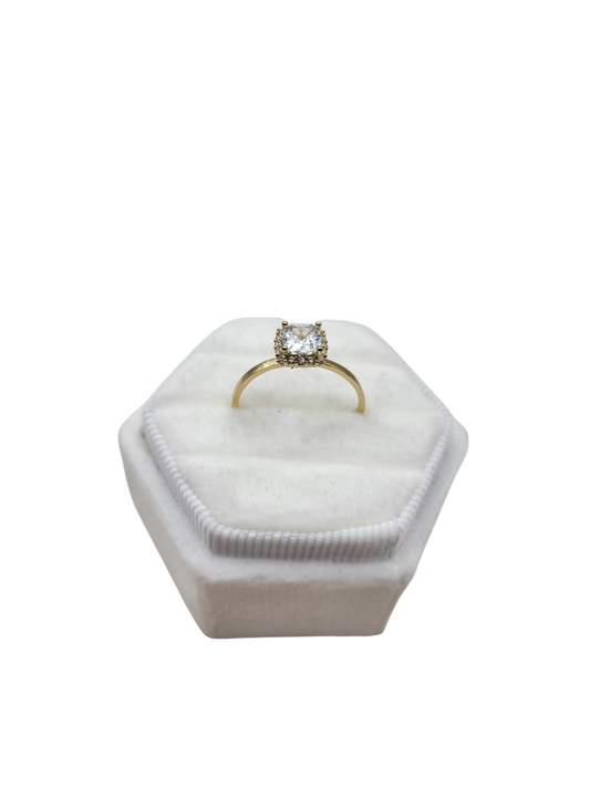 10K gold ring. Square CZ stone. Size 7.