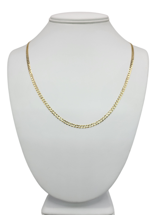 10K gold Cuban chain. Solid. Plain. 24in . 3mm