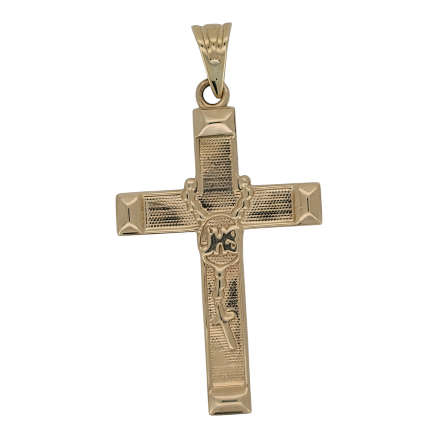 10K gold pendant. Cross with rosary.