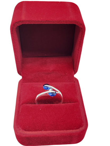 925 silver ring. Two blue CZ stones. Size 8