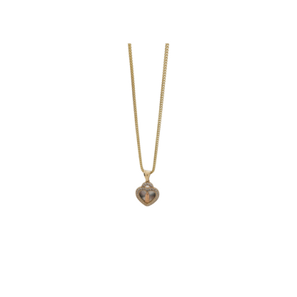 14K gold Franco chain. Heart pendant with Virgin of Guadalupe. 20in . 1.5mm