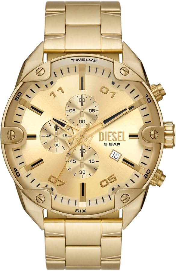 Diesel Spiked Men's Watch, Chronograph Watch with Stainless Steel Bracelet or Genuine Leather Band