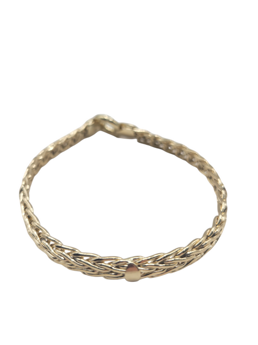 10K gold braided bracelet. 7 in. 6.1 mm.