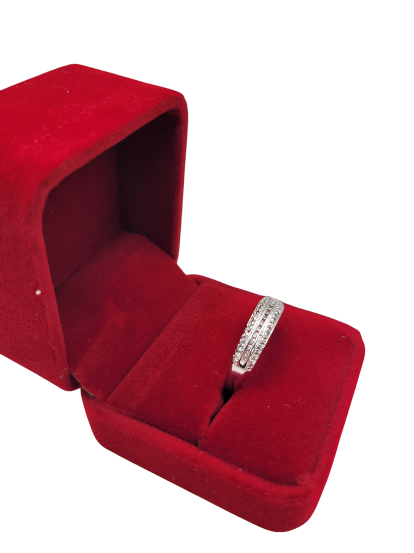 925 silver ring. Wedding band. 2 rows of CZ stones. Size 6,8y9