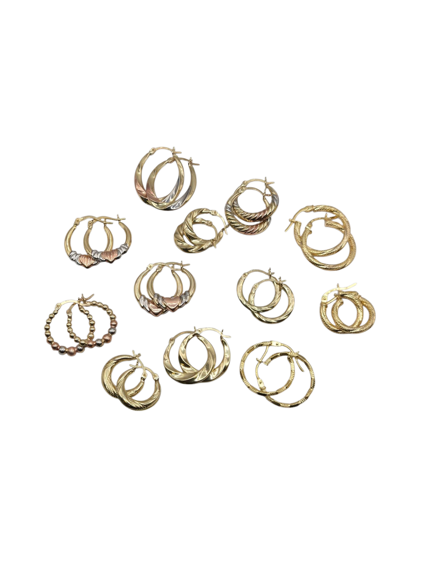 Varied medium 10k gold earrings.