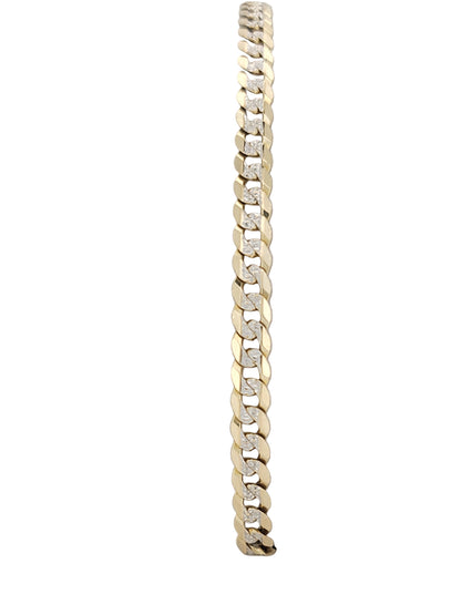 10K gold bracelet. Double edge. white gold details. 7.5in . 4mm