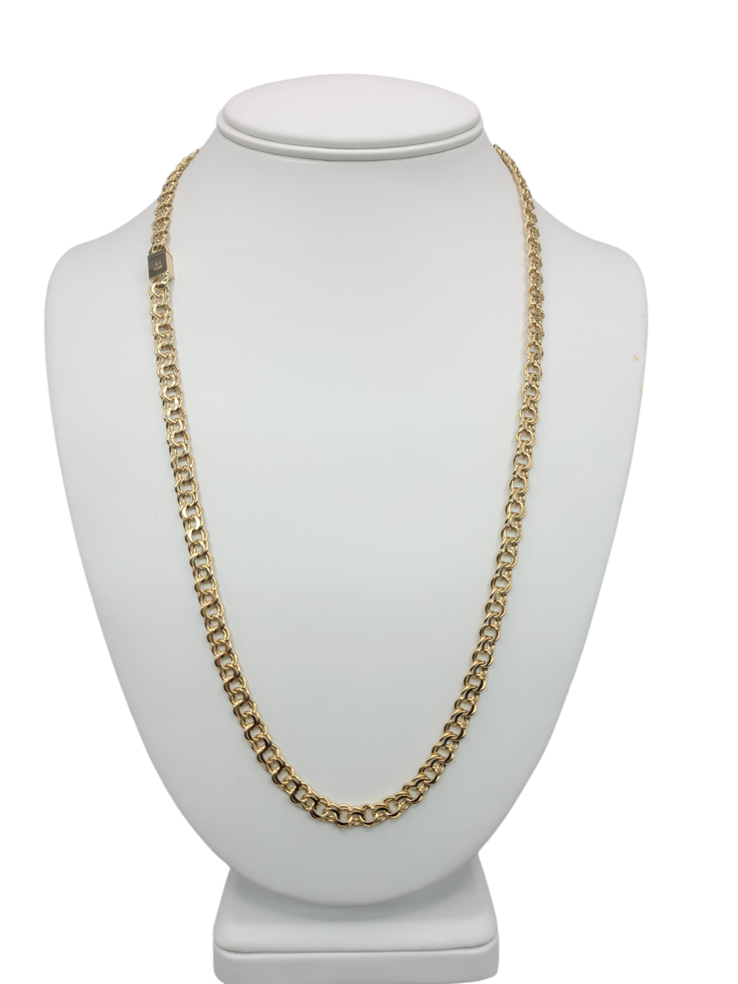 10K gold chain. Chinoiserie weave. Box clasp. 24in . 6mm